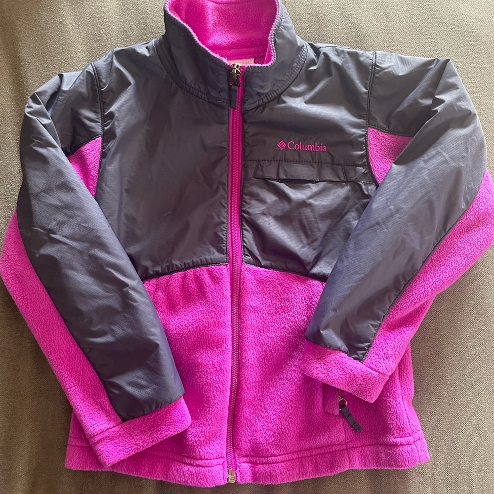 Girls Columbia Fleece Jacket XS (6/6x) - Magenta and Navy